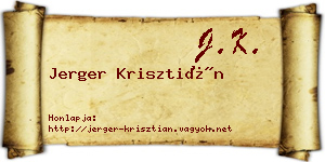 Jerger Krisztián névjegykártya