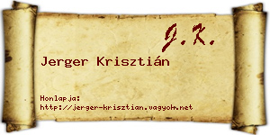 Jerger Krisztián névjegykártya